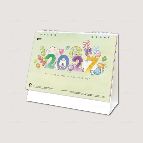 卓上カレンダー　スイーツ＆アニマル（ポケット付）